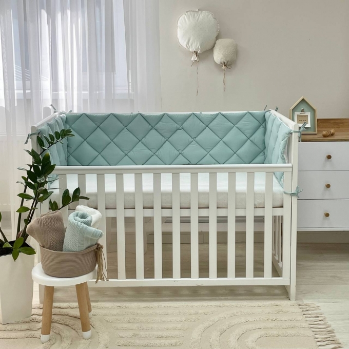 Protectie laterata patut bebe din 4 piese menta (5)